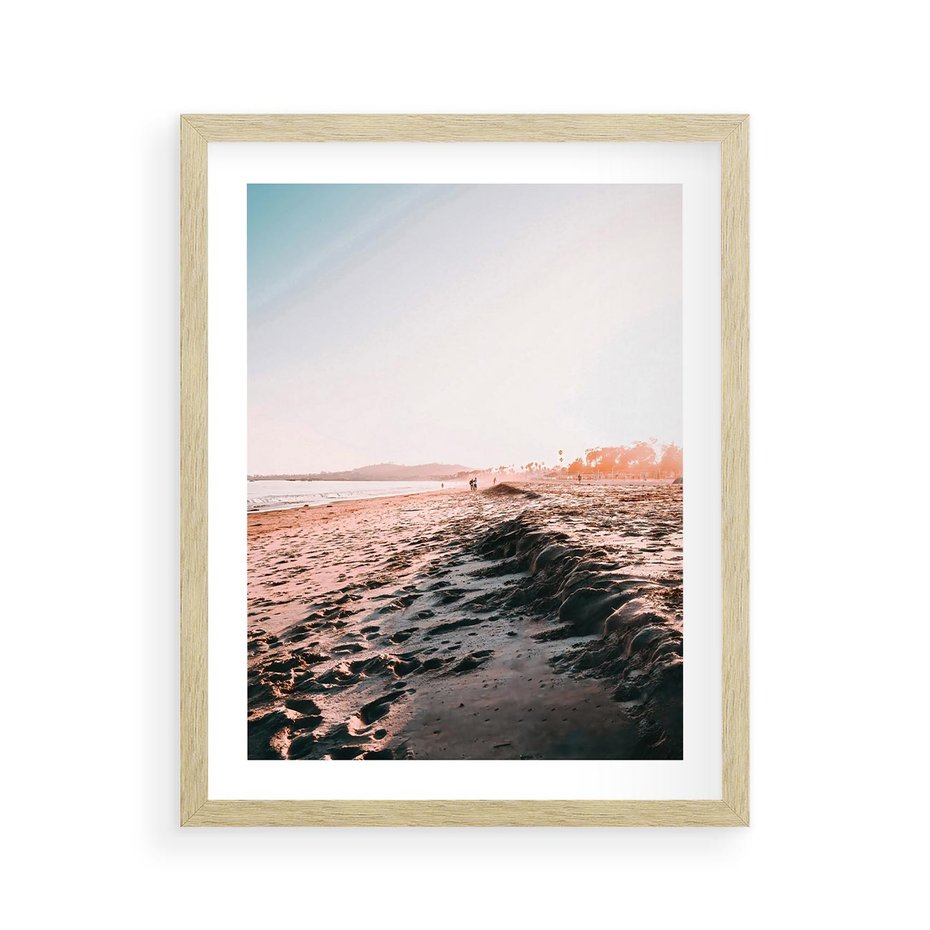 Plakat w ramie 40x50 - Błogie Chwile na Plaży - plaża, zachód słońca wakacje - rama drewno