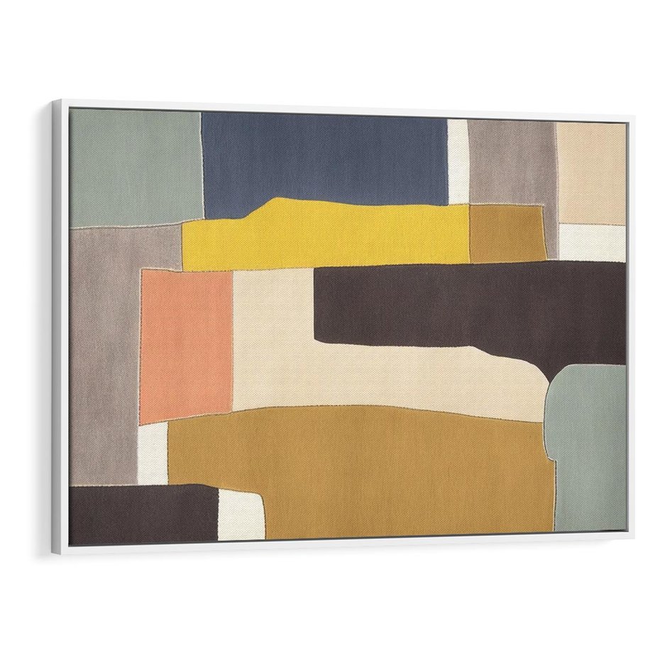 Obraz w ramie 100x70 - Pasy Abstrakcji - kolorowe pasy, plamy koloru - rama biała