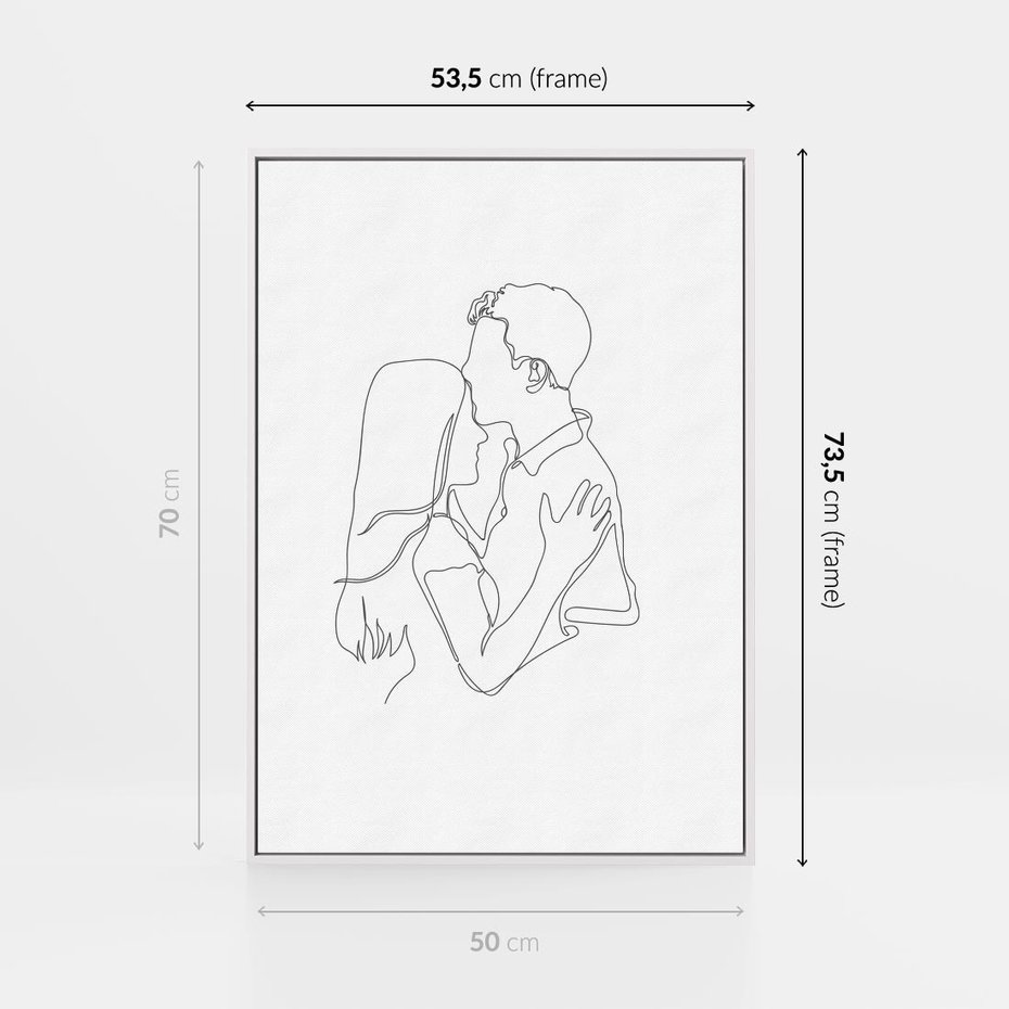 Obraz w ramie 50x70 - Bezgraniczne Przenikanie - para zakochanych, kobieta i mężczyzna - rama biała