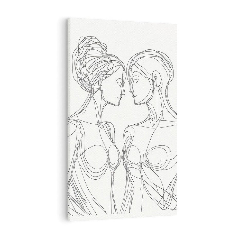 Obraz na płótnie 50x70 - Dialog z cieniami duszy - sztuka one line art, jedna kreska