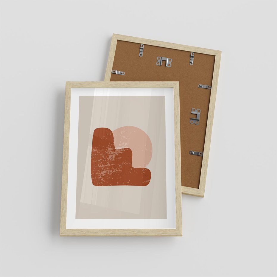 Plakat w ramie 30x40 - Przenikanie Granic - nowoczesny plakat, abstrakcyjne kształty - rama drewno