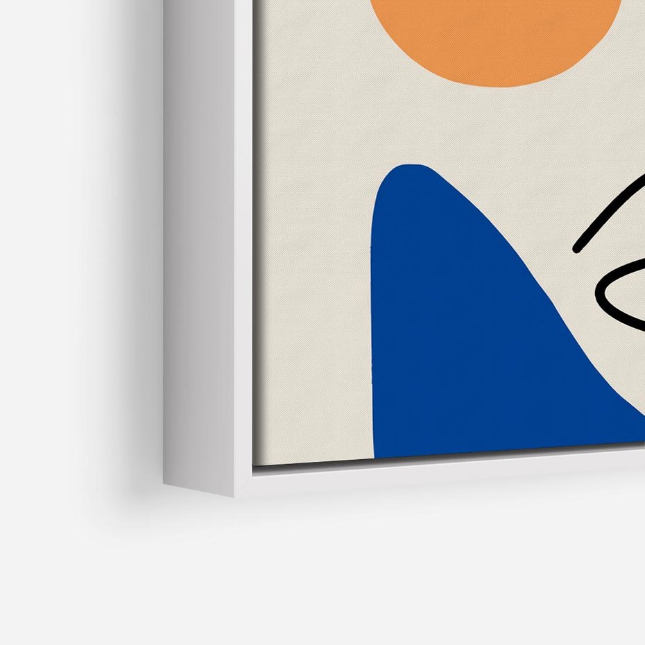 Obraz w ramie 80x80 - Rozbijające Granice Kształtów - abstrakcyjny obraz, przypomina twarz - rama biała