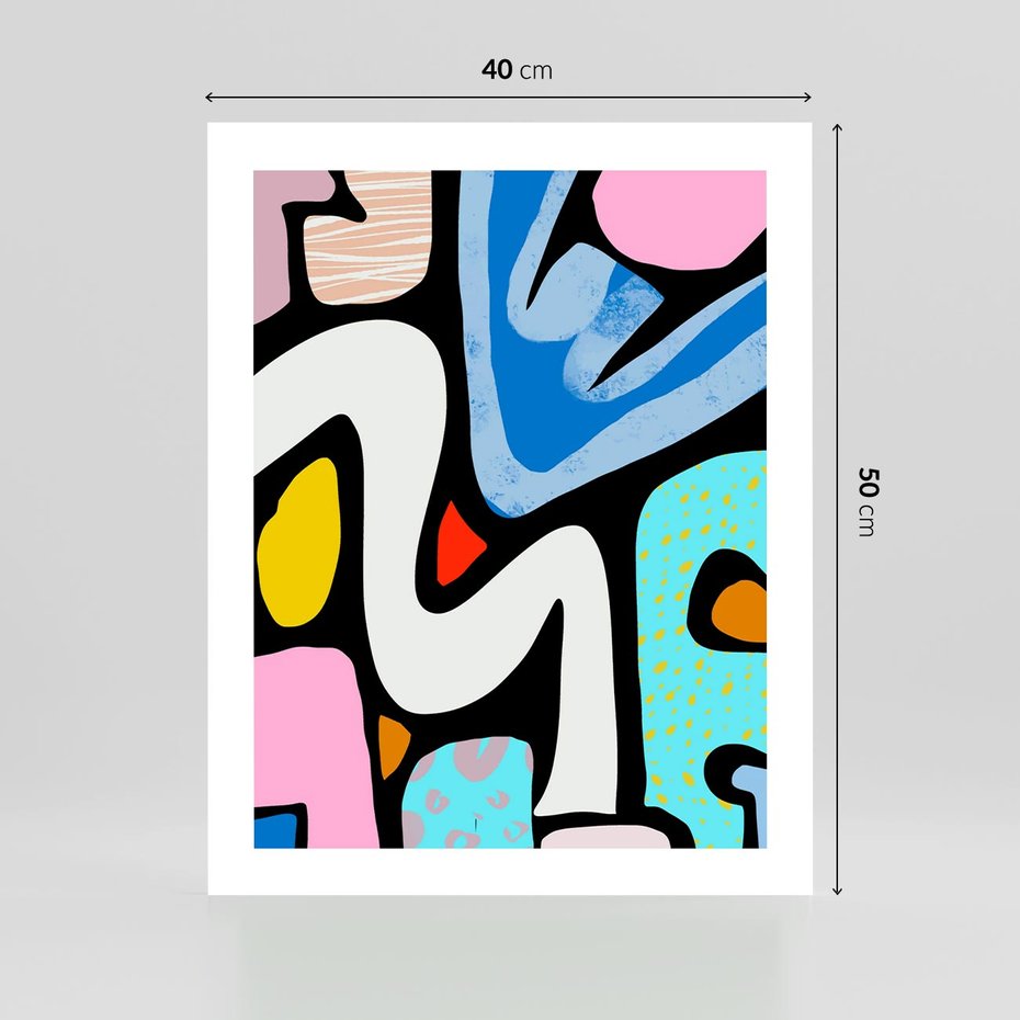 Plakat bez ramy 40x50 - Komiksowe Formy - abstrakcyjne formy, komiksowy styl