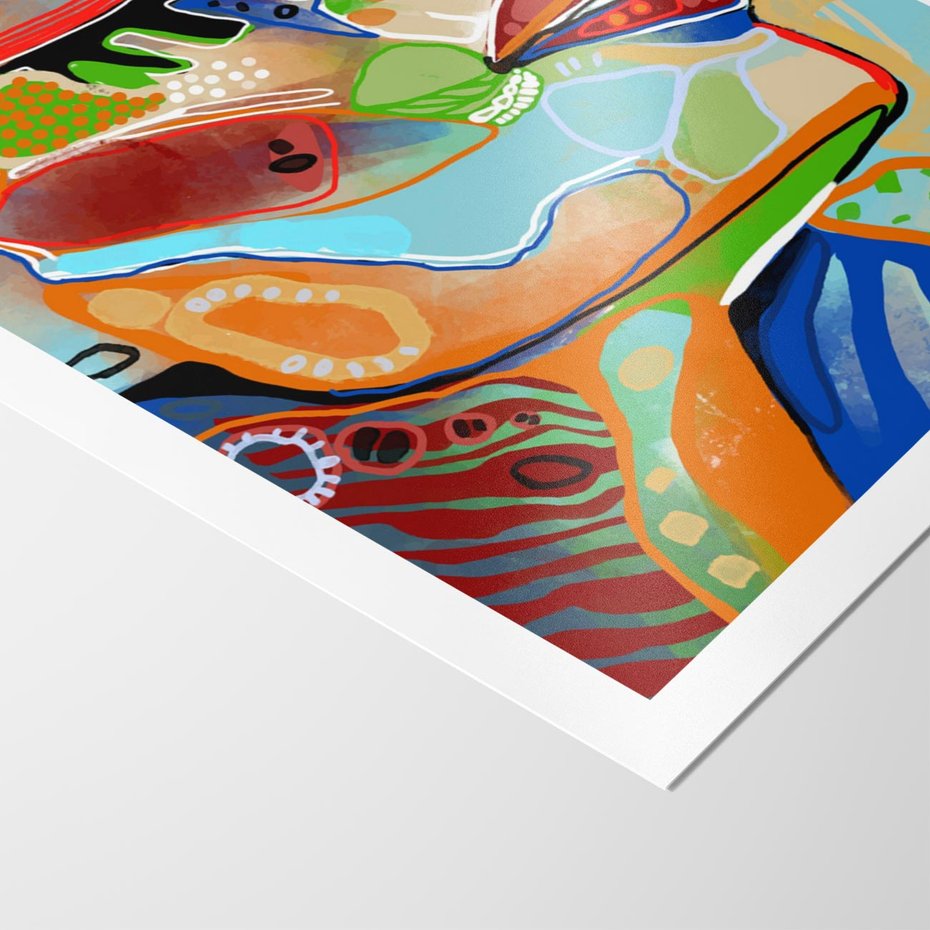 Plakat bez ramy 30x40 - Kolorowe Wnętrza Kształtów - abstrakcyjny portret kobiety, twarz