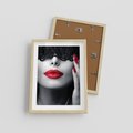 Plakat w ramie 30x40 - Piękno usta i szminka - usta, szminka - rama drewno