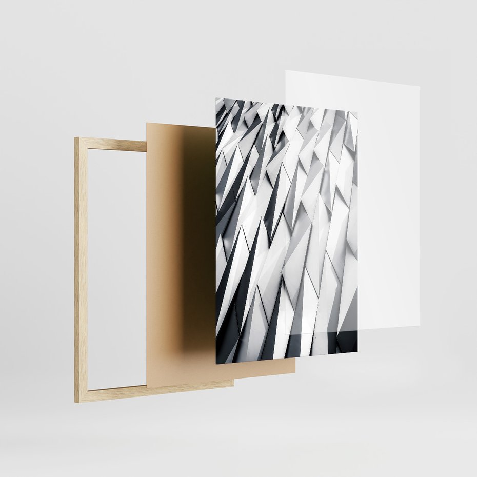 Zestaw obrazy w ramie 30x40 galeria - Nowoczesna, architektura, black, white - rama drewno