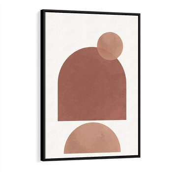 Obraz w ramie 50x70 - Rozkwitające Odbicia - abstrakcyjne geometryczne kształty, odcienie brązu i beżu - rama czarna