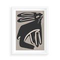 Plakat w ramie 50x70 - Konturujące Struktury - skandynawska sztuka, królik - rama biała