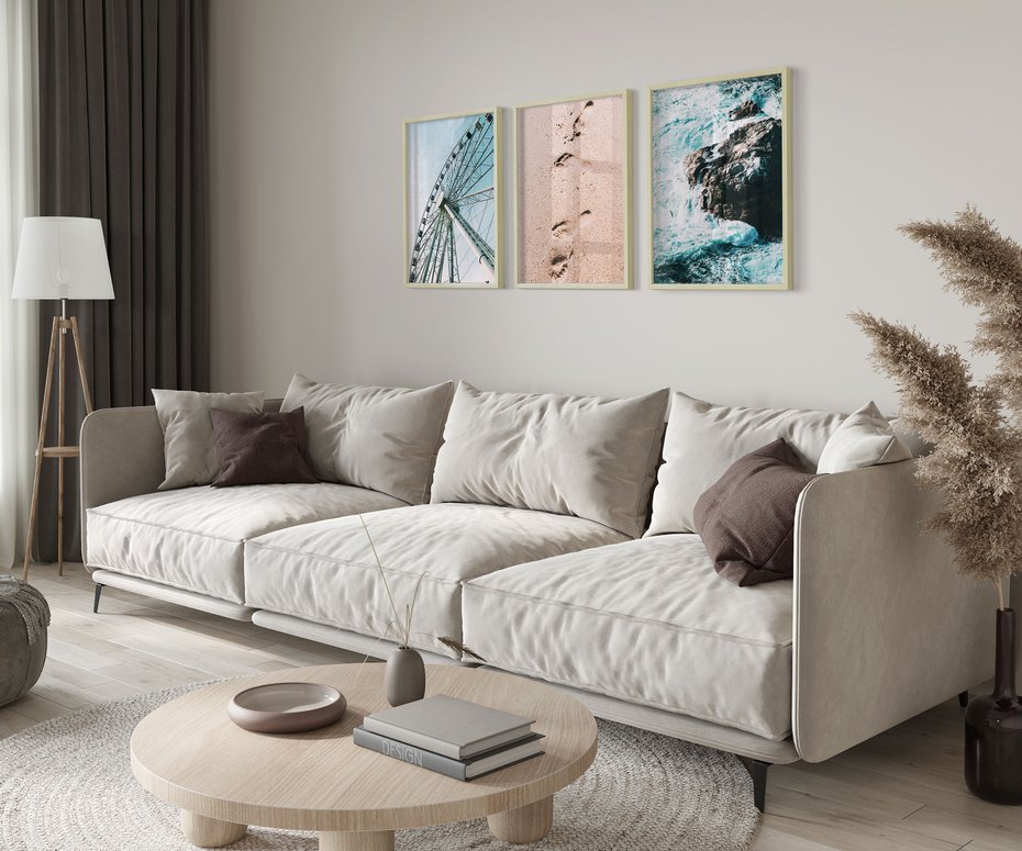 Zestaw obrazy w ramie 40x50 galeria - Plaża, morze, wakacje - rama drewno