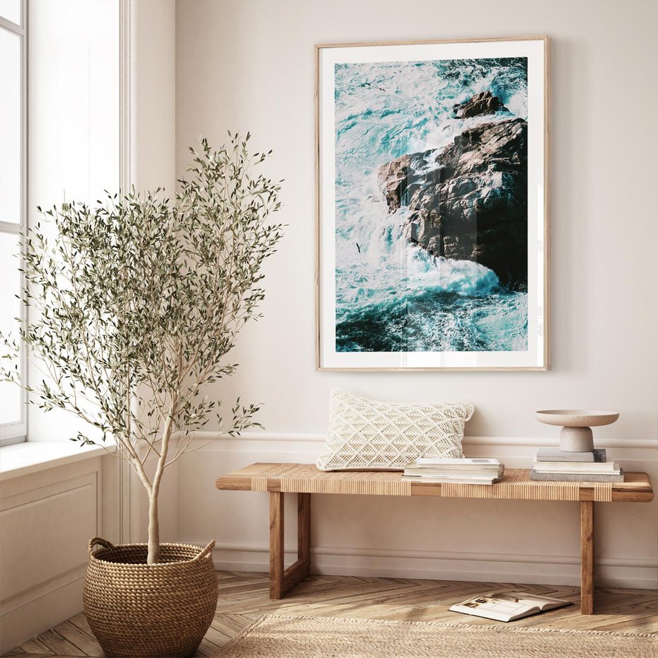 Plakat w ramie 40x50 - Siła Natury - morze, skały - rama drewno