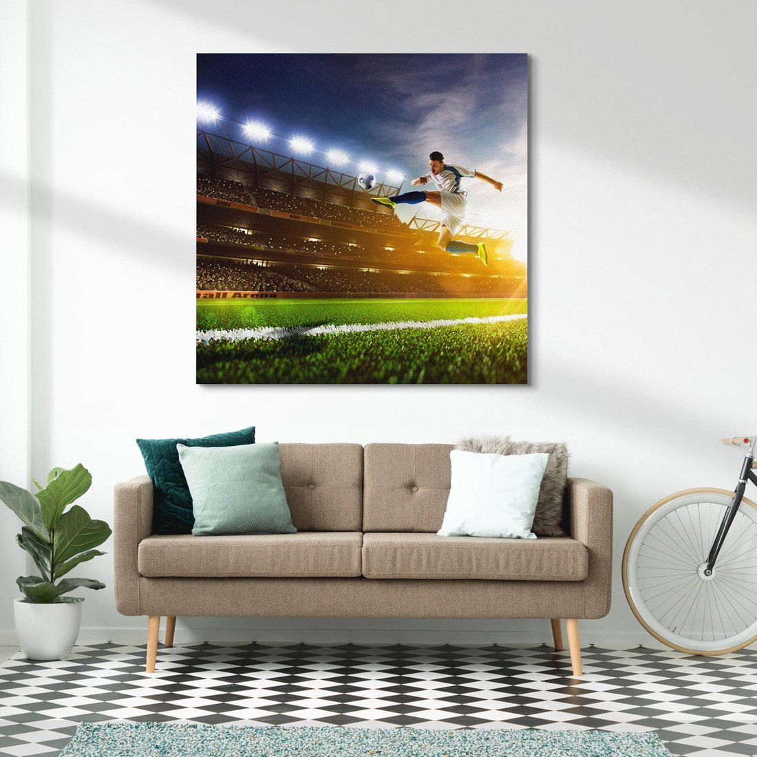 Obraz na płótnie 70x70 - Gol! Magia piłki nożnej - gol, piłka