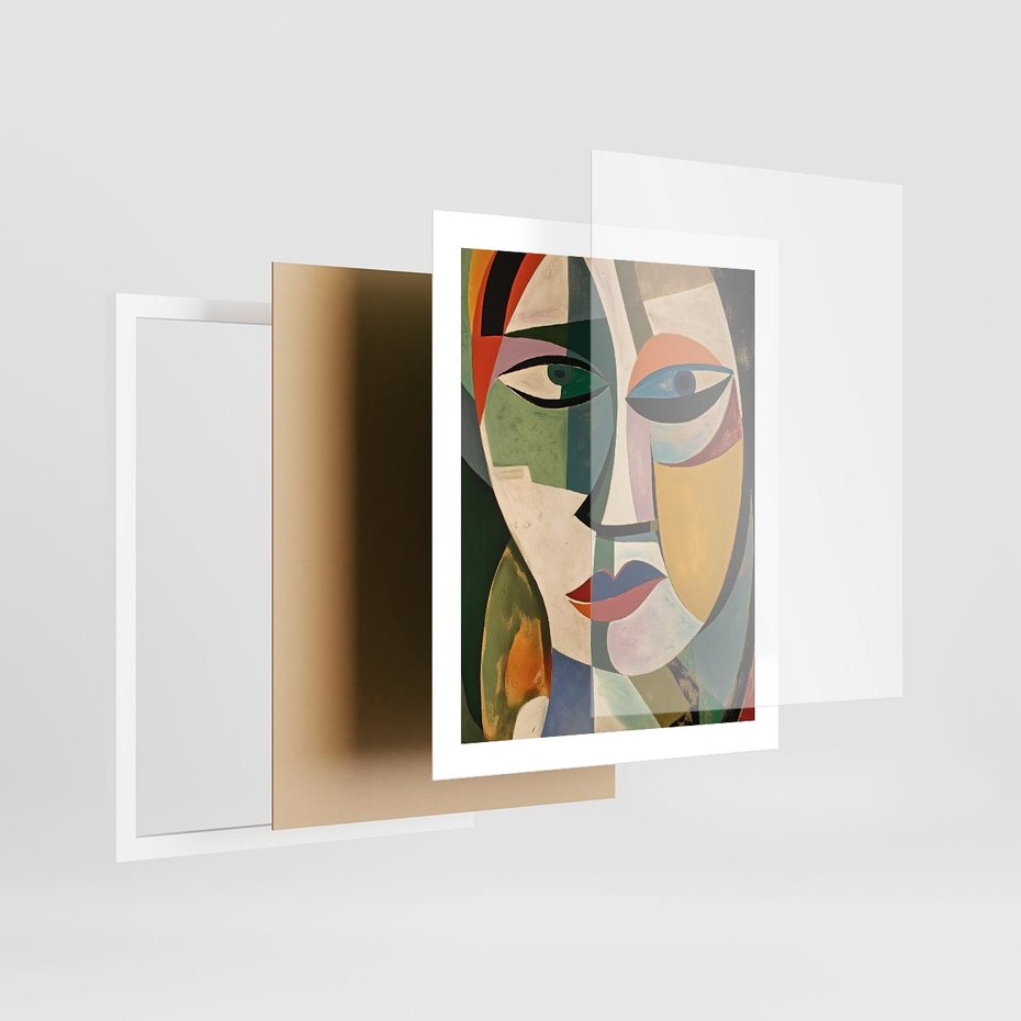 Plakat w ramie 40x50 - Kolorowe Dziwne Wyobrażenia - abstrakcyjny obraz, olejny - rama biała