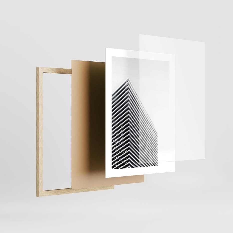 Plakat w ramie 30x40 - Wzorce Wysokości - architektura, wysoki wieżowiec - rama drewno