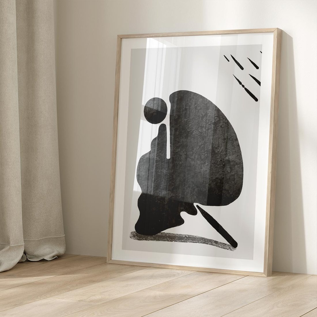 Plakat w ramie 50x70 - Abstrakcyjna Japońska Sztuka - abstrakcja, sztuka japońska - rama drewno
