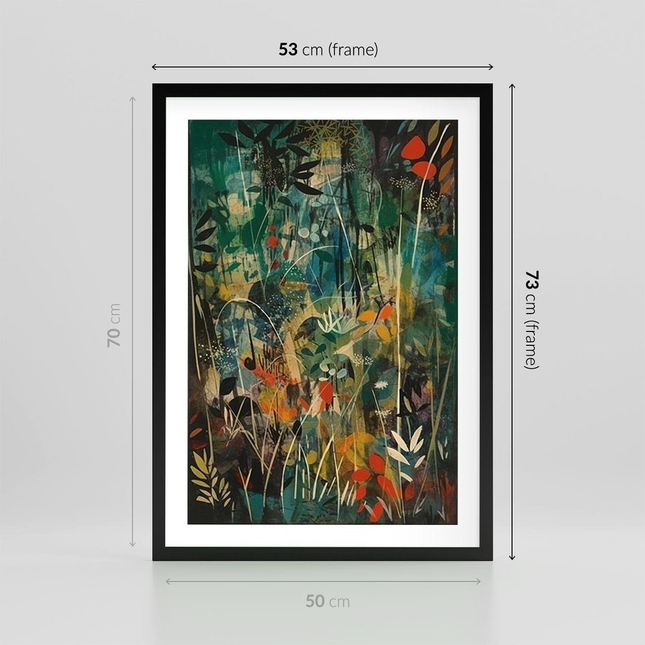 Plakat w ramie 50x70 - Abstrakcyjne Wariacje Form - abstrakcyjny obraz, mnogość kolorów - rama czarna