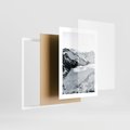Plakat w ramie 30x40 - Biały Zimowy Pejzaż - góry w zimie, ośnieżone wysokie szczyty - rama biała