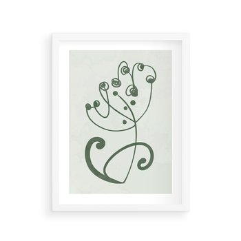 Plakat w ramie 30x40 - Zieleń Wyjątkowego Ukojenia - zielony odcień, abstrakcja - rama biała