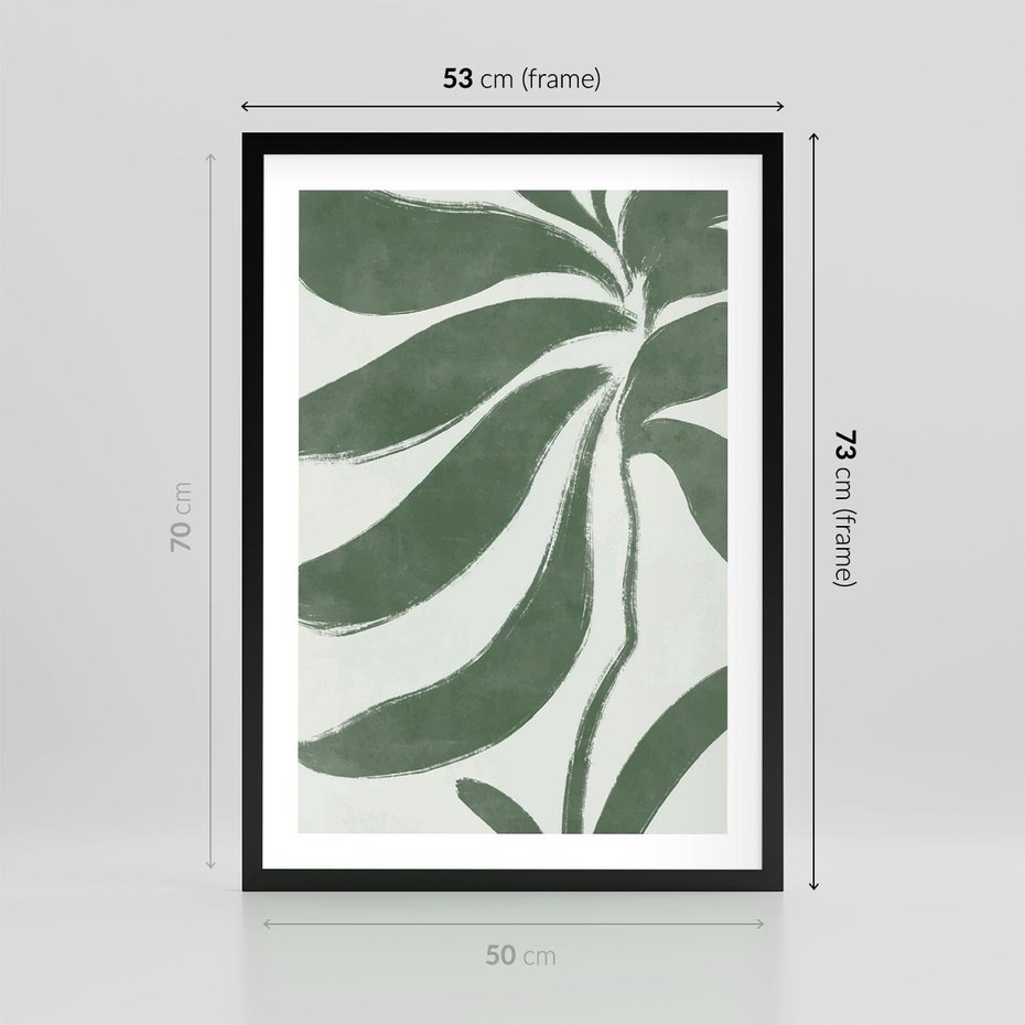 Plakat w ramie 50x70 - Zieleń Wewnętrznego Spokoju - zielony plakat, roślinne inspiracje - rama czarna