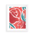 Plakat w ramie 40x50 - Rozkwitające Kształty - nowoczesny plakat, abstrakcyjne róże - rama biała