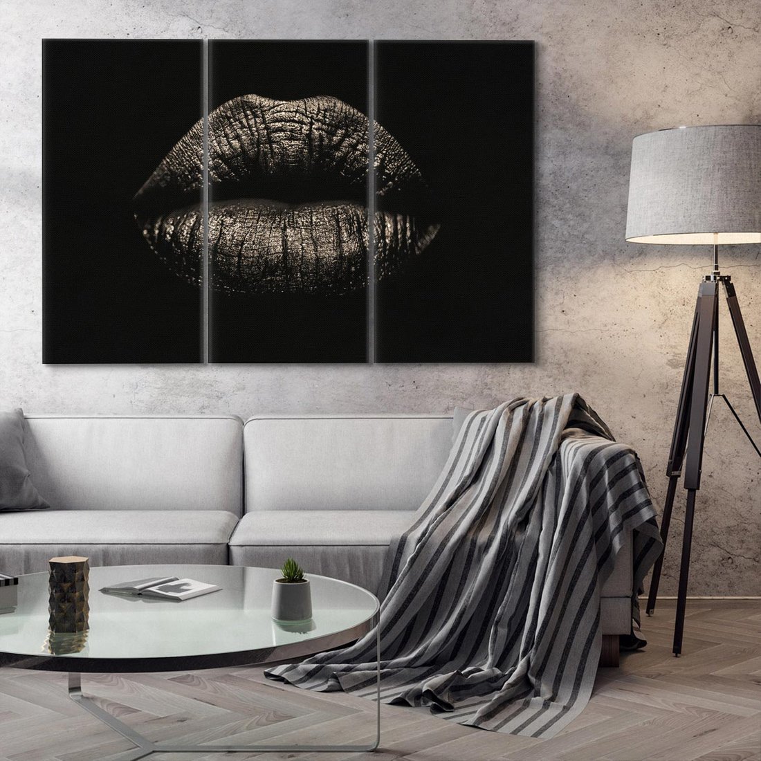 Obraz na płótnie 120x80 - Usta Czarno-Białe - usta, czarno