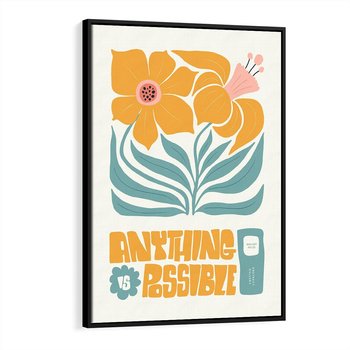 Obraz w ramie 50x70 - Kolorowa Harmonia - sztuka nowoczesna, pastelowe kwiaty - rama czarna