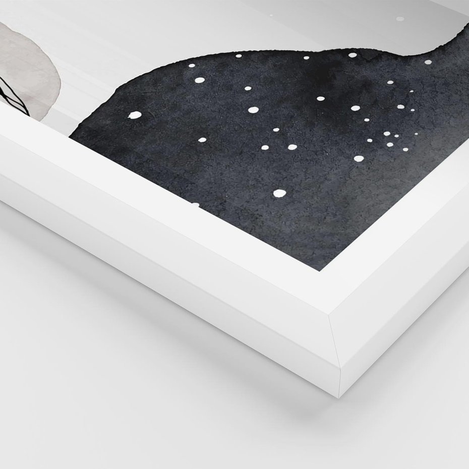 Plakat w ramie 30x40 - Szara Abstrakcja - abstrakcja, akwarela - rama biała