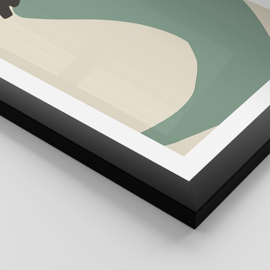 Plakat w ramie 40x50 - Granice Akwareli - abstrakcyjny minimalistyczny obraz, zielona papryczka - rama czarna