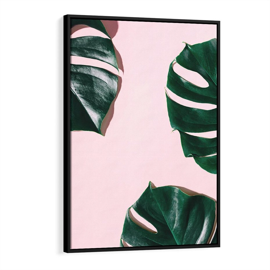 Obraz w ramie 70x100 - Siła Natury - liście, monstera - rama czarna