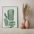Obraz w ramie 50x70 - Nurtująca Zieleń - abstrakcyjny zielony motyw, skandynawski design - rama czarna