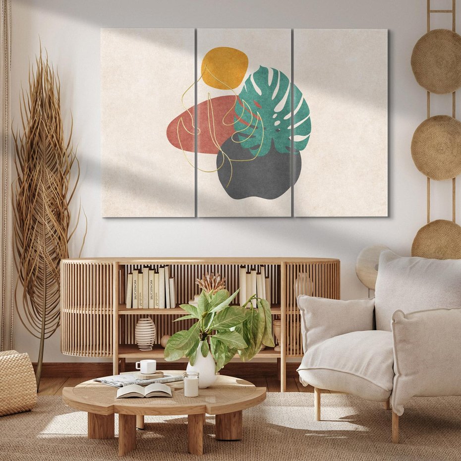 Obraz na płótnie 120x80 - Akwarelowa Magia Liści - grafika, styl mid century