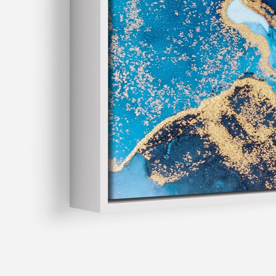 Obraz w ramie 70x50 - Elegancja i Wyrafinowanie - marmur, złoto - rama biała