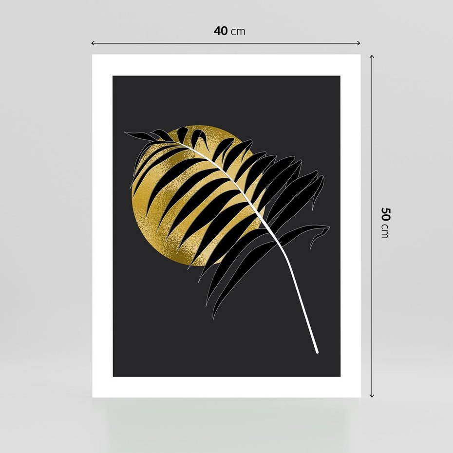 Plakat bez ramy 40x50 - Egzotyczna Elegancja - palma, na czarnym tle