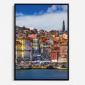 Obraz w ramie 50x70 - Kolorowa Przystań - nadmorskie miasto, kolorowe budynki - rama czarna