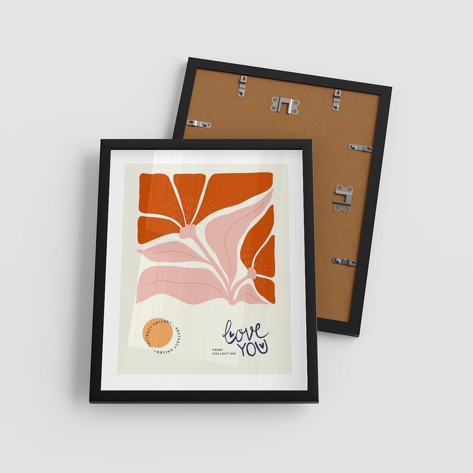 Plakat w ramie 40x50 - Miłość w Kwiatowym Sercu - kwiaty, miłość - rama czarna