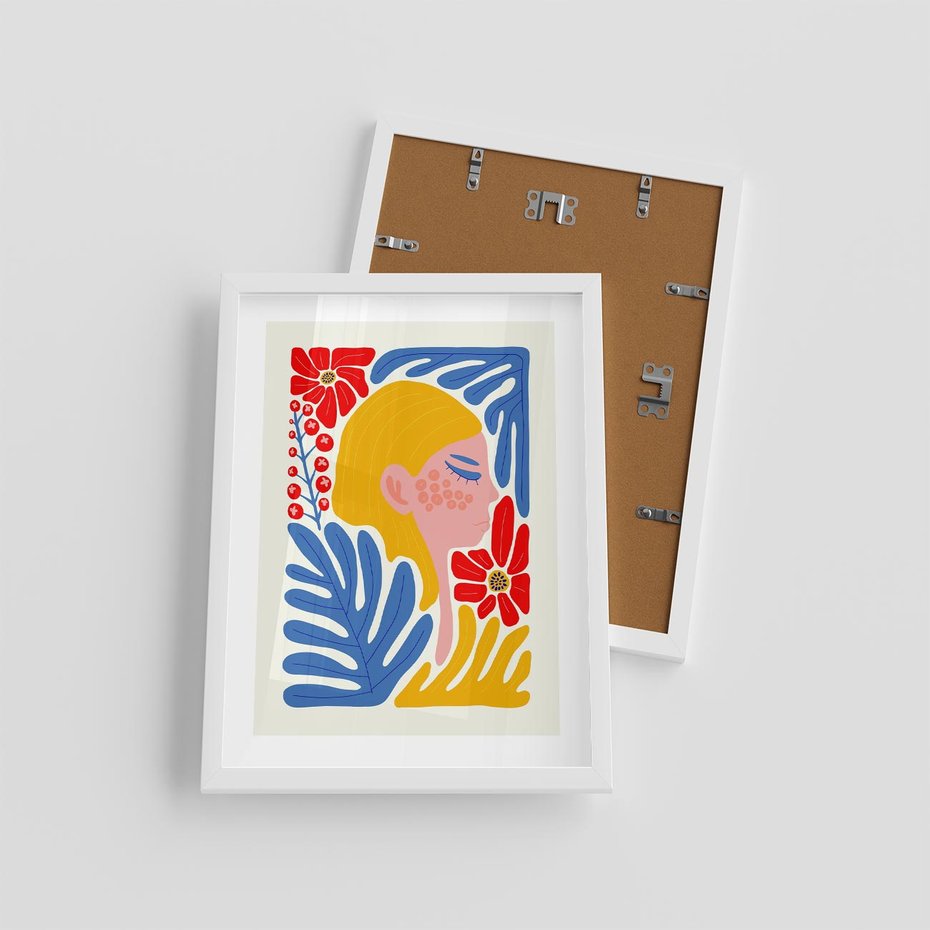 Plakat w ramie 30x40 - Kolorowe Rytmy - kobieca sztuka, abstrakcja - rama biała