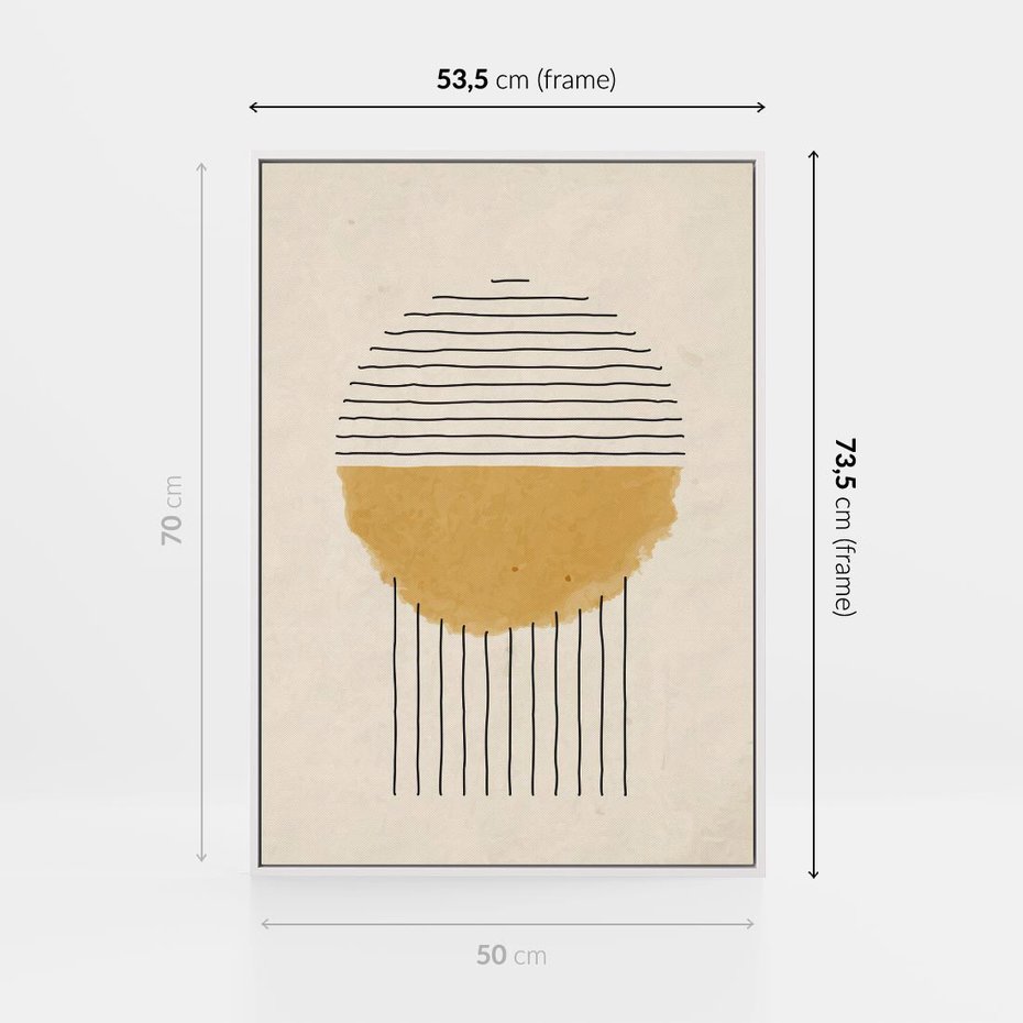 Obraz w ramie 50x70 - Podróżne Kreski - akwarelowa plama, geometryczne szkicowane kształty - rama biała