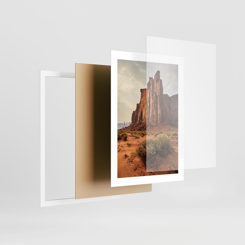 Plakat w ramie 30x40 - Pejzaż pustynnego kanionu - pustynia, kanion - rama biała