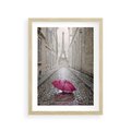 Plakat w ramie 30x40 - Francuska elegancja pod parasolem - Francja, parasol - rama drewno