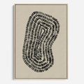 Obraz w ramie 70x100 - Nowoczesne Odbicia Wnętrza - boho plakat, czarne kropki kreski - rama drewno
