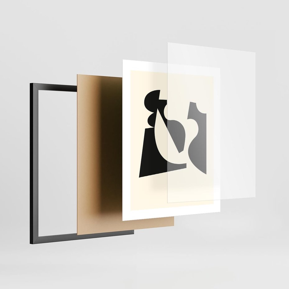 Plakat w ramie 40x50 - Tajemnicze Spektrum - abstrakcyjne kształty, geometria - rama czarna