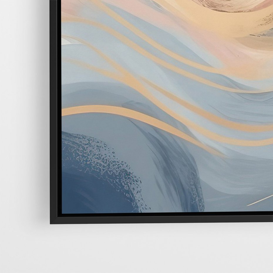 Obraz w ramie 50x70 - Ukojenie Współczesności - abstrakcyjne fale, gładkie linie - rama czarna