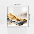 Obraz w ramie 50x50 - Złote Góry - akwarela, graficzne góry - rama biała