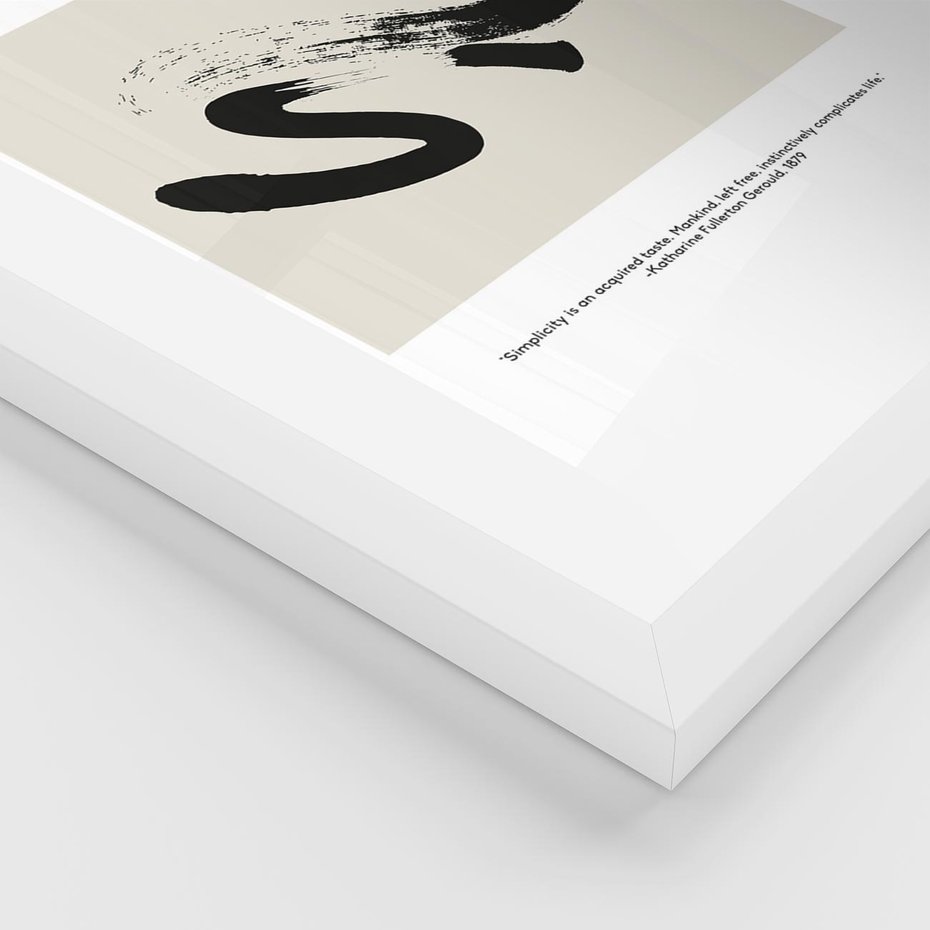 Plakat w ramie 40x50 - Prostota w kształcie - abstrakcja, maźnięcie farbą - rama biała