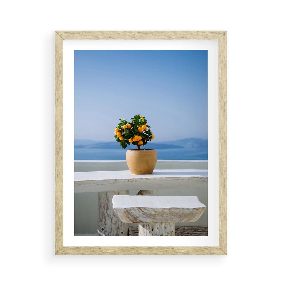 Plakat w ramie 50x70 - Uroki Santorini - Santorini, Grecja - rama drewno