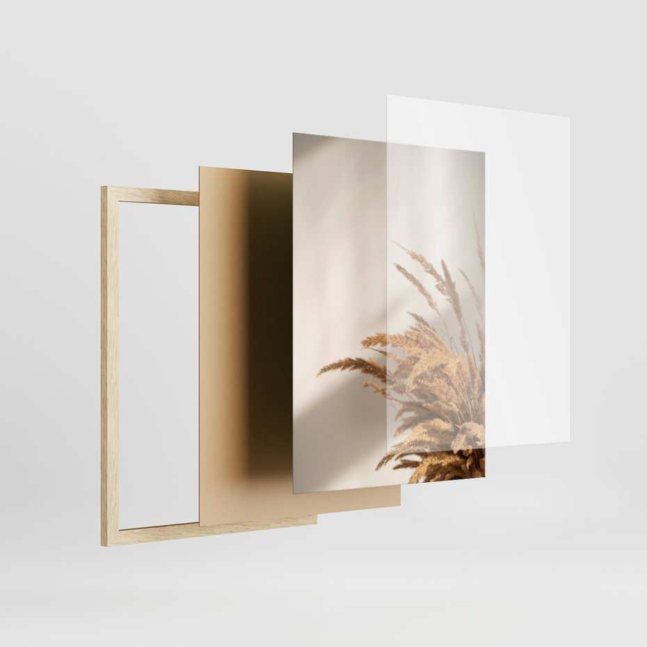 Zestaw obrazy w ramie 40x50 galeria - Boho, pampas, łapacz, snów - rama drewno