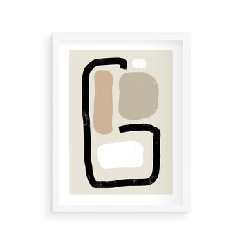 Plakat w ramie 50x70 - Kształtne Formy - geometryczne nieregularne kształty, nowoczesna kompozycja - rama biała