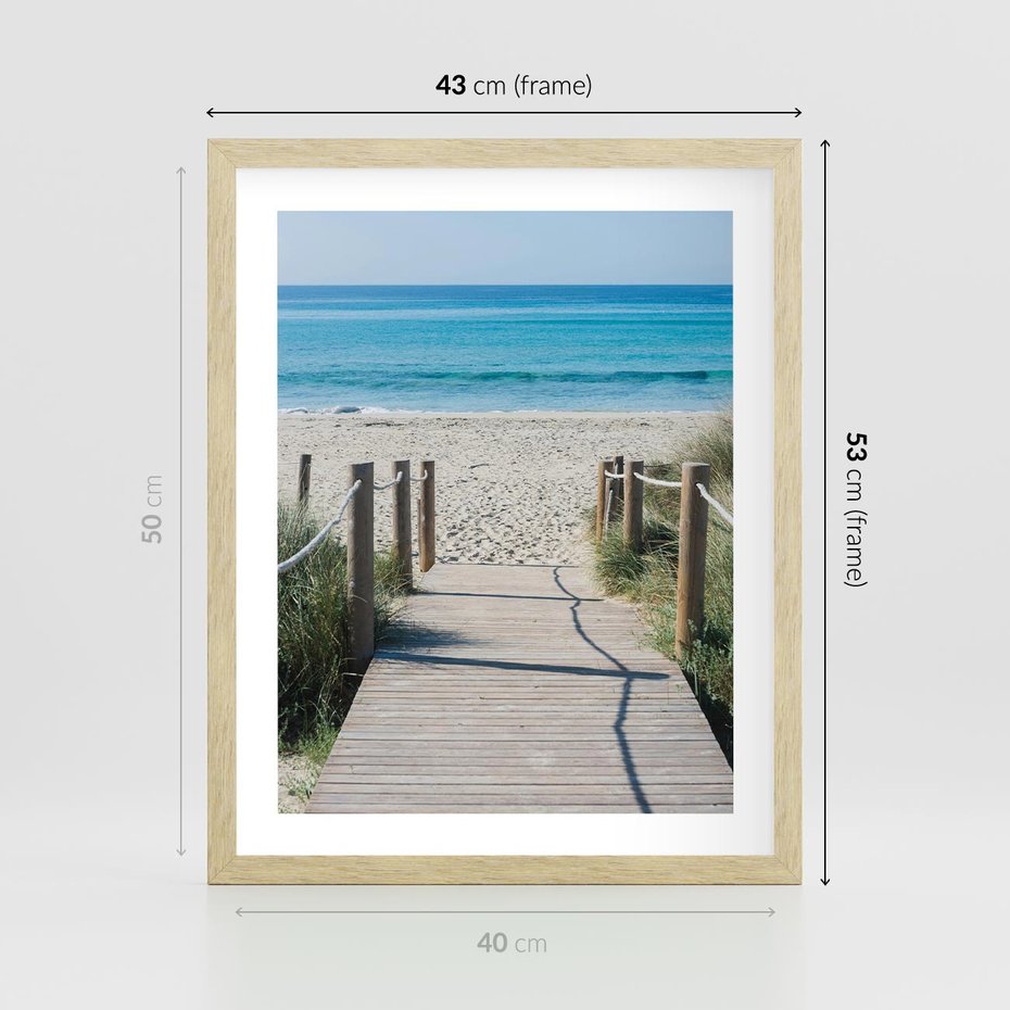 Plakat w ramie 40x50 - Żywa Natura - plaża, morze - rama drewno