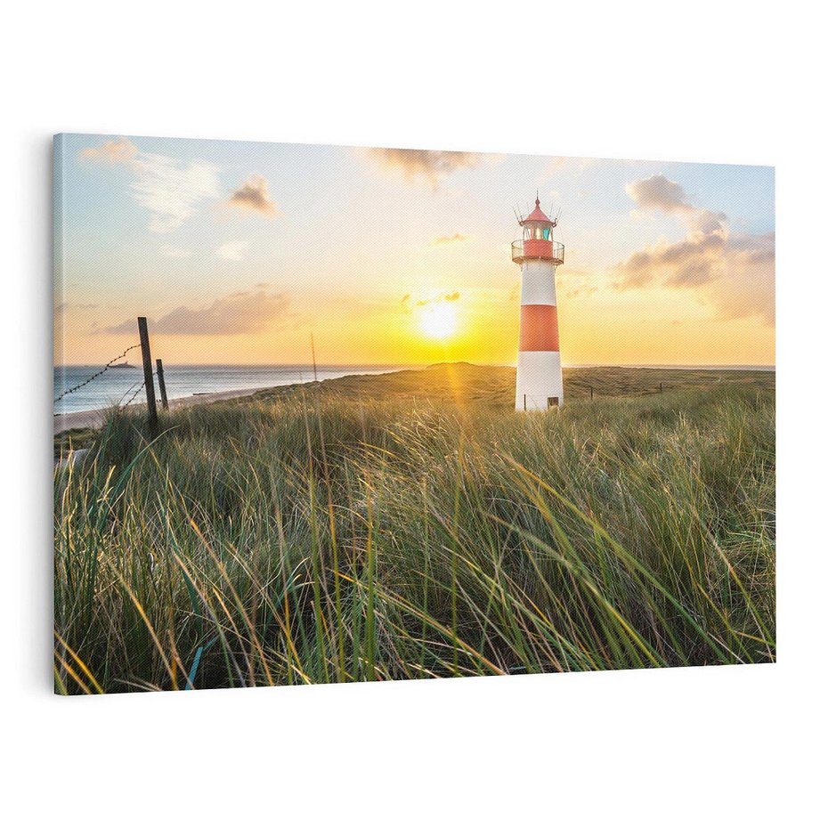 Obraz na płótnie 100x70 - Magia latarni przy zachodzie - latarnia, zachód