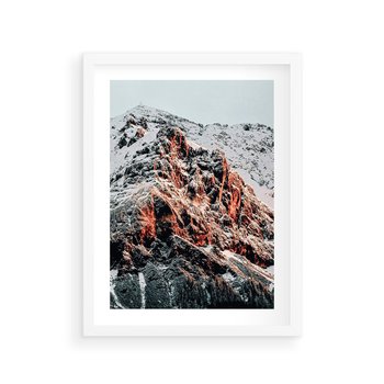 Plakat w ramie 30x40 - Zima na Szczycie - góry, zima - rama biała