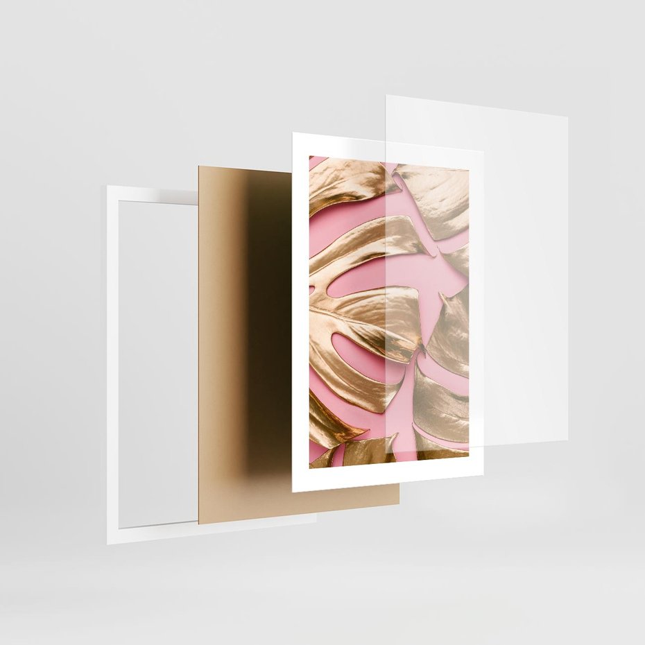 Plakat w ramie 30x40 - Przyjemność w Naturze - złote, liście - rama biała